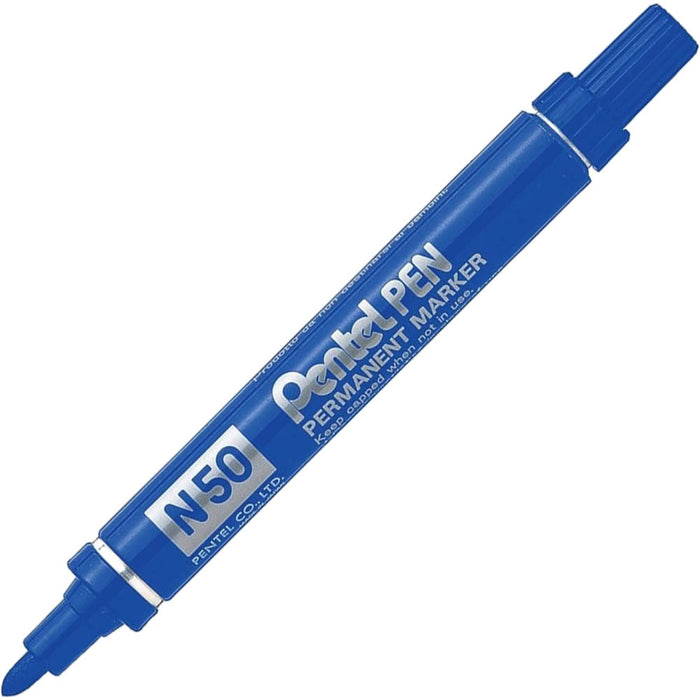 Pentel N50S-C Permanentmarker mit Rundspitze, blau (12 Stück)