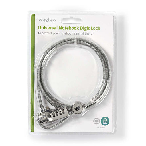 Nedis Notebook Lock - Lock type: Digit - 1.80 m - Zinc Alloy, 