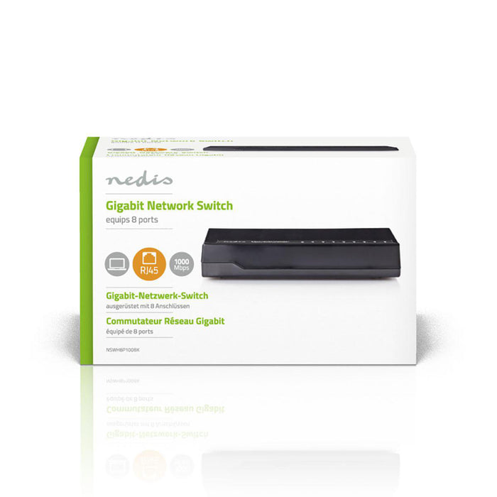 Nedis Network Switch - Wired speed: Gigabit - Number of ethernet ports: 8, 