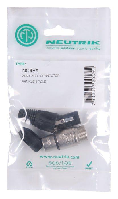 Neutrik 4 pole female cable connector with Nickel housing and silver contacts