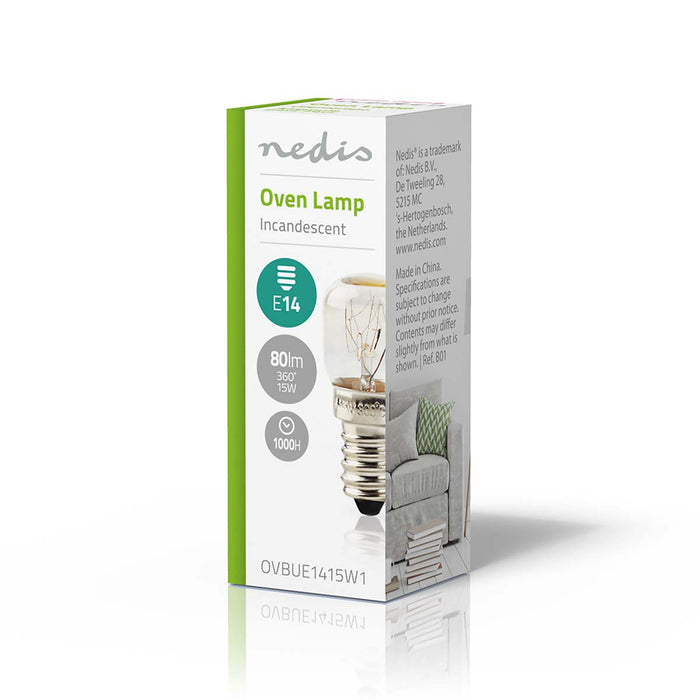 Nedis Incandescent Oven Bulb - 15 W, E14, Incandescent, Incandescent - T22