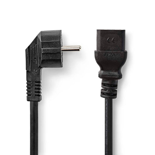 Nedis Power Cable - Plug with earth contact male, IEC-320-C19, Angled, Black - Polybag