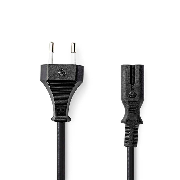 Nedis Power Cable - Euro Male, IEC-320-C7, Straight, Black - Envelope