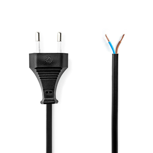 Nedis Power Cable - Euro Male, Open, Straight, Black - Envelope