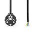 Nedis Power Cable - Plug with earth contact male, Open, Straight, Black - Envelope