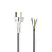 Nedis Power Cable - Plug with earth contact male, Open, Straight, Black / White - Envelope