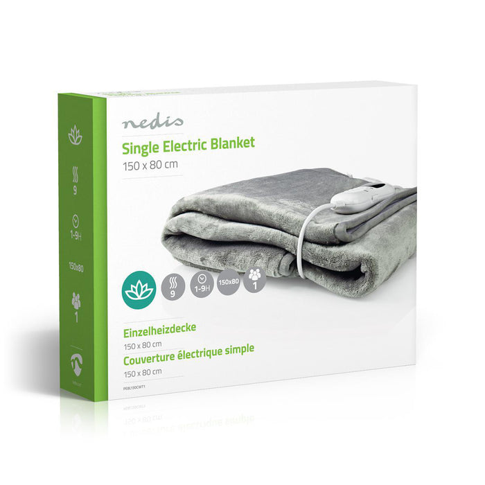 Nedis Electric Blanket - Underblanket, 1 Person, 150 x 80 cm, Digital control - Fleece / Polyester