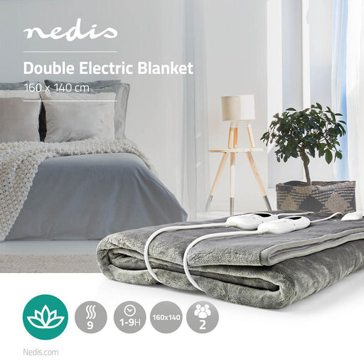 Nedis Electric Blanket - Underblanket, 2 Persons, 160 x 140 cm, Digital control - Fleece / Polyester