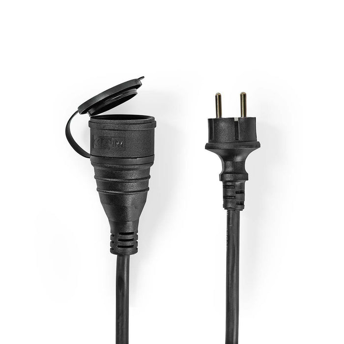 Nedis Extension Cable M - F - Type F (CEE 7/7), Plug with earth contact, 15.0 m, Device power output connection(s): 1 - Black