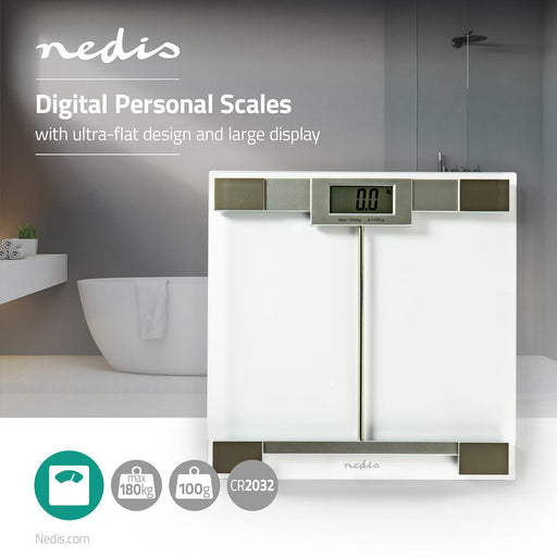 Nedis Personal Scale - Digital, Transparent, Tempered Glass, Tempered Glass - Maximum weighing capacity: 180 kg