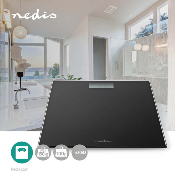 Nedis Personal Scale - Digital, Black, Tempered Glass, Tempered Glass - Maximum weighing capacity: 150 kg