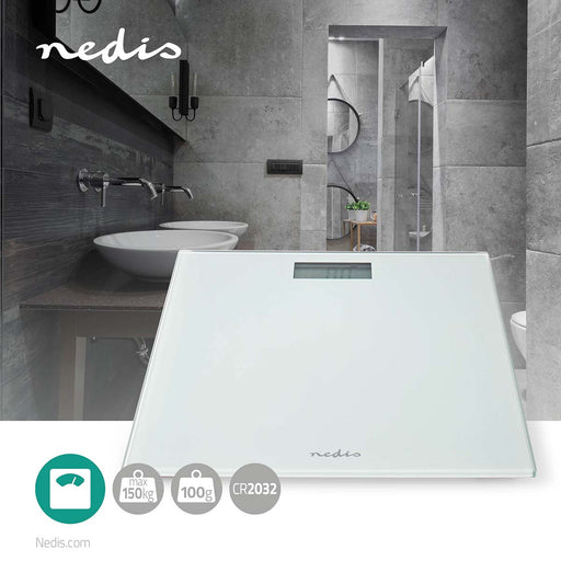 Nedis Personal Scale - Digital, White, Tempered Glass, Tempered Glass - Maximum weighing capacity: 150 kg