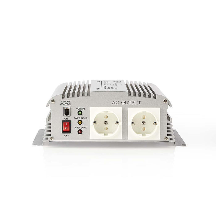 Nedis Power Inverter Modified Sine Wave - Input voltage: 24 V DC, Device power output connection(s): 2, 230 V AC 50 Hz, Battery Clamps - Silver