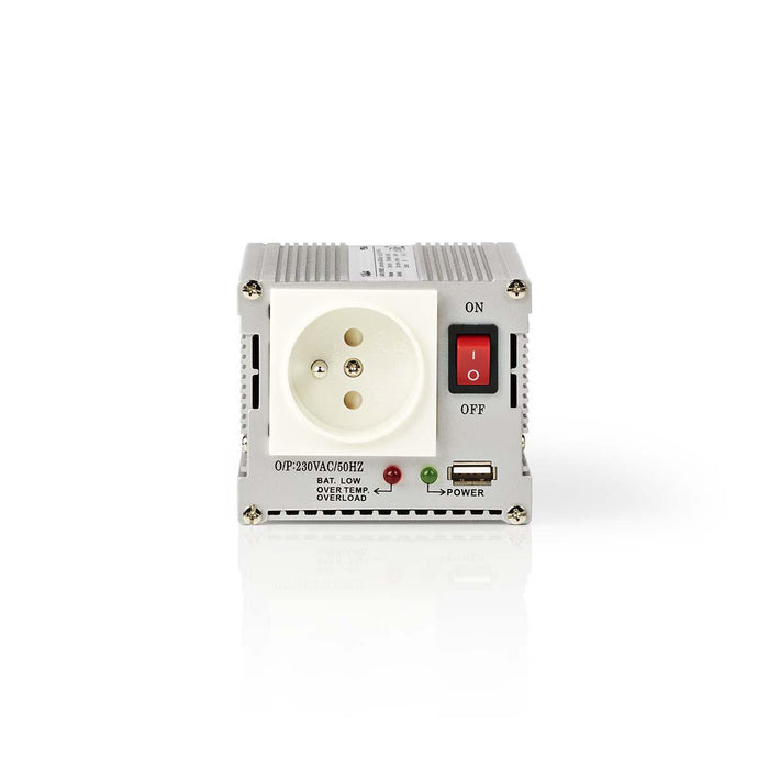 Nedis Power Inverter Modified Sine Wave - Input voltage: 24 V DC, Device power output connection(s): 1, 230 V AC 50 Hz, Battery Clamps + Cigarette Lighter - Silver