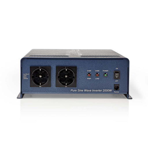 Nedis Power Inverter Pure Sine Wave - Input voltage: 12 V DC, Device power output connection(s): 2, 230 V AC 50 Hz, Fuse - Blue