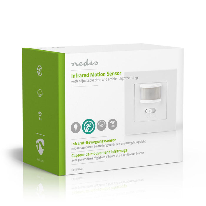 Nedis Motion Detector - Indoor, 2-wire, Type F (CEE 7/7), Sensor technology: PIR - Sensor reach: 0.0 - 9.0 m