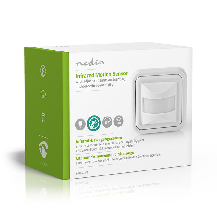 Nedis Motion Detector - Indoor, 2-wire / 3-Wire, Type F (CEE 7/7), Sensor technology: PIR - Sensor reach: 0.0 - 9.0 m