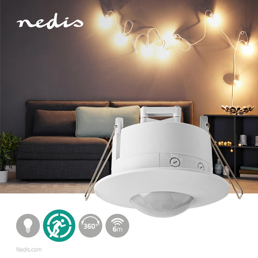 Nedis Motion Detector - Indoor, 3-Wire, Type F (CEE 7/7), Sensor technology: PIR - Sensor reach: 0.0 - 6.0 m