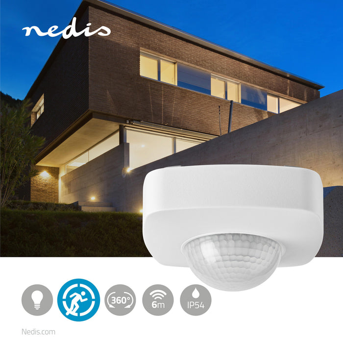 Nedis Motion Detector - Indoor and Outdoor, 3-Wire, Type F (CEE 7/7), Sensor technology: PIR - Sensor reach: 2.0 - 8.0 m