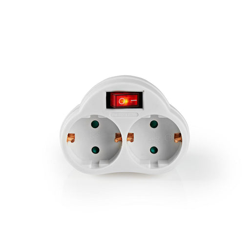 Nedis Power Socket Splitter - Type F (CEE 7/7), 250 V AC 50 Hz, Type F (CEE 7/7), On/Off switch - White