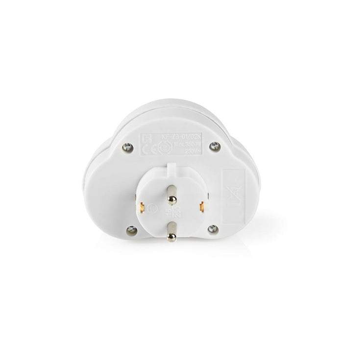 Nedis Power Socket Splitter - Type F (CEE 7/7), 250 V AC 50 Hz, Type F (CEE 7/7), On/Off switch - White