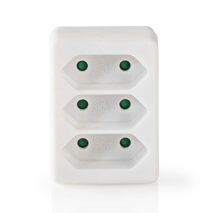 Nedis Power Socket Splitter - Type F (CEE 7/7), 250 V AC 50 Hz, Type C (CEE 7/16), 1700 W - White