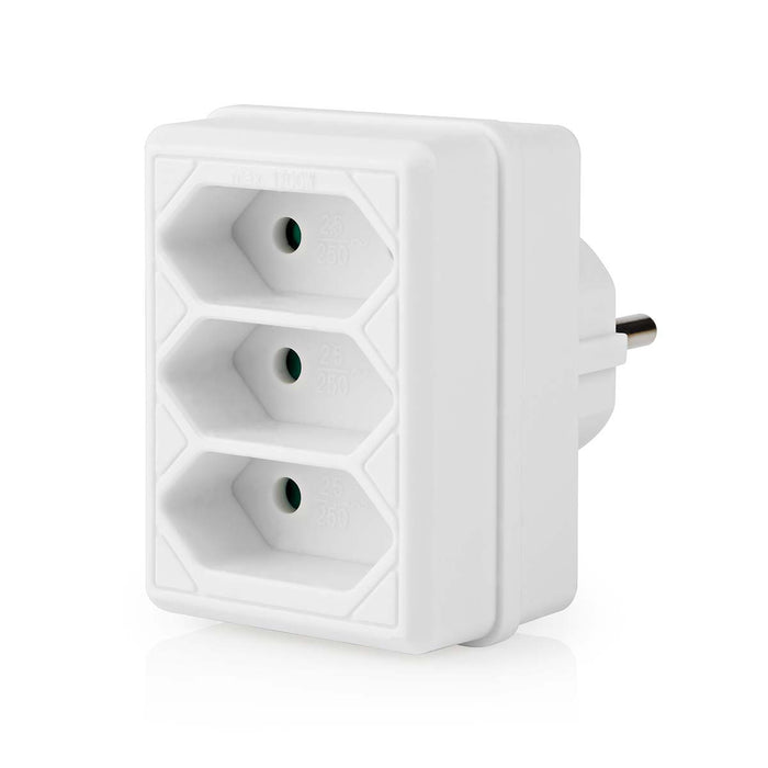 Nedis Power Socket Splitter - Type F (CEE 7/7), 250 V AC 50 Hz, Type C (CEE 7/16), 1700 W - White