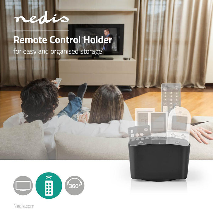 Nedis Remote Control Holder - 5 Compartments, Rotatable, ABS, ABS - Black