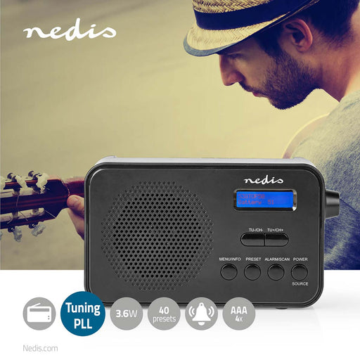 Nedis DAB+ Radio - Portable Design, DAB+ / FM, 1.3", Sleep timer - Black