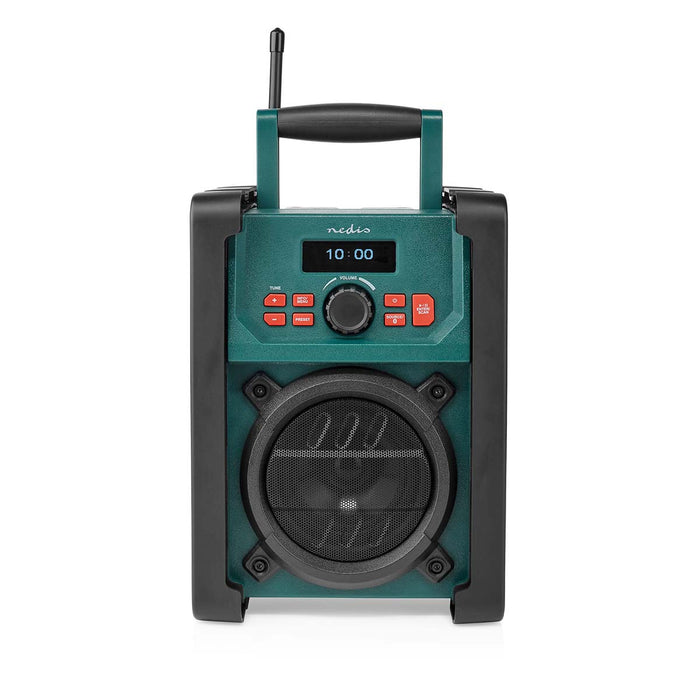 Nedis DAB+ Radio - Jobsite Radio, DAB+ / FM, 2.2", Carrying handle - Black / Green