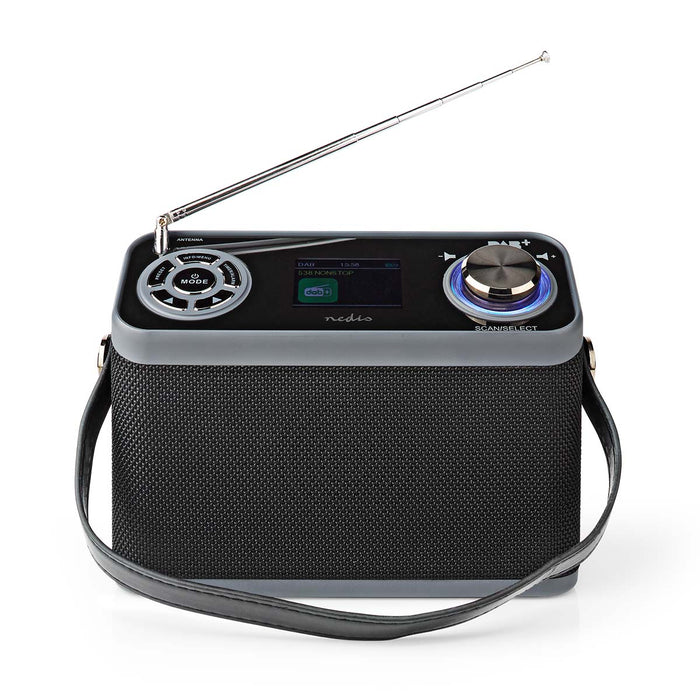 Nedis DAB+ Radio - Table Design, DAB+ / FM, 2.4", Carrying handle - Black