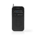 Nedis FM Radio - Portable Design, AM / FM, Battery Powered, Headphone output - Aluminium / Black