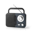 Nedis FM Radio - Portable Design, FM, Battery Powered / Mains Powered, Carrying handle - Black / Grey