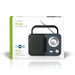 Nedis FM Radio - Portable Design, FM, Battery Powered / Mains Powered, Carrying handle - Black / Grey