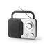 Nedis FM Radio - Portable Design, FM, Battery Powered / Mains Powered, Carrying handle - Black / White