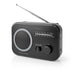 Nedis FM Radio - Portable Design, AM / FM, Battery Powered / Mains Powered, Carrying handle - Black / Grey