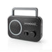 Nedis FM Radio - Portable Design, AM / FM, Battery Powered / Mains Powered, Carrying handle - Black / Grey