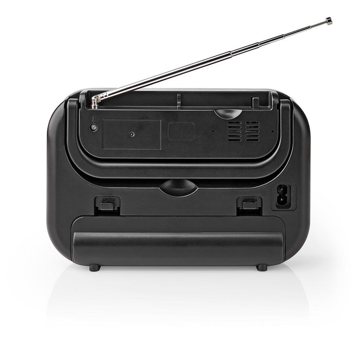 Nedis FM Radio - Portable Design, AM / FM, Battery Powered / Mains Powered, Carrying handle - Black / Grey