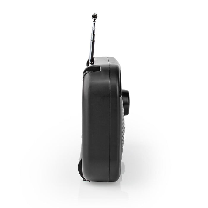 Nedis FM Radio - Portable Design, AM / FM, Battery Powered / Mains Powered, Carrying handle - Black / Grey