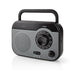 Nedis FM Radio - Portable Design, AM / FM, Battery Powered / Mains Powered, Carrying handle - Black / Grey