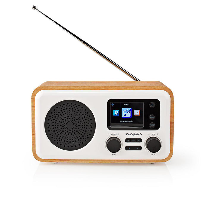 Nedis Internet Radio - Table Design, Bluetooth® / Wi-Fi, DAB+ / FM / Internet, Sleep timer - Brown / White