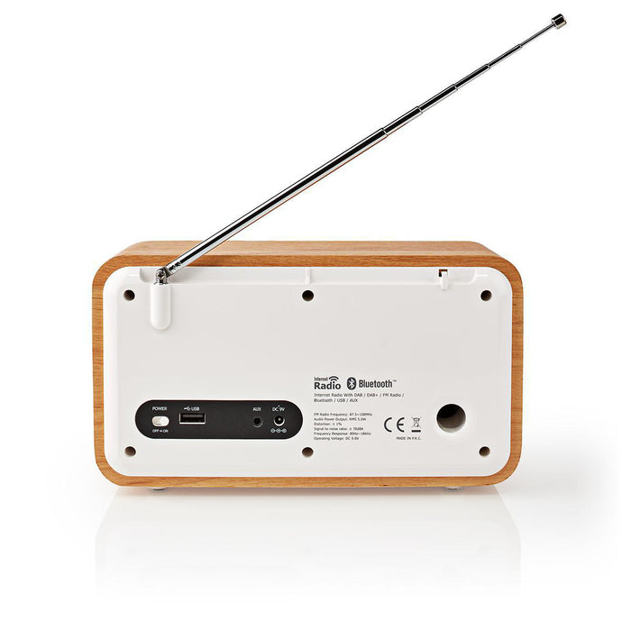 Nedis Internet Radio - Table Design, Bluetooth® / Wi-Fi, DAB+ / FM / Internet, Sleep timer - Brown / White