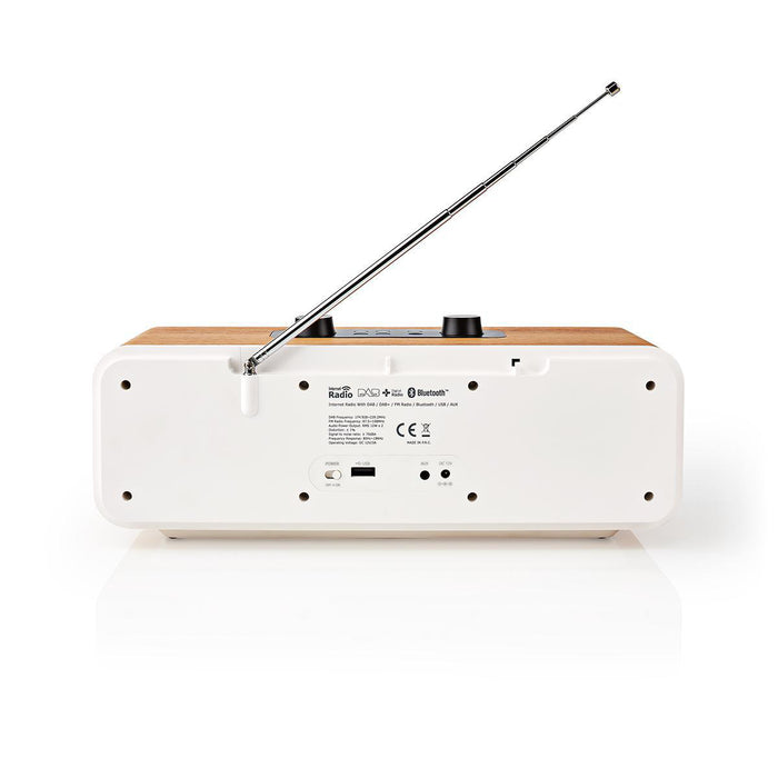 Nedis Internet Radio - Table Design, Bluetooth® / Wi-Fi, DAB+ / FM / Internet, Sleep timer - Brown / White