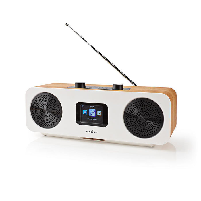 Nedis Internet Radio - Table Design, Bluetooth® / Wi-Fi, DAB+ / FM / Internet, Sleep timer - Brown / White