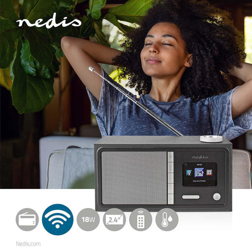 Nedis Internet Radio - Table Design, Bluetooth® / Wi-Fi, FM / Internet, Sleep timer - Black