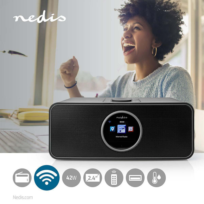 Nedis Internet Radio - Table Design, Bluetooth® / Wi-Fi, FM / Internet, Sleep timer - Black