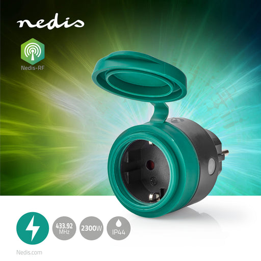 Nedis RF Plug - 433 MHz, IP44, 2300 W, -20 - 50 °C - Black / Green