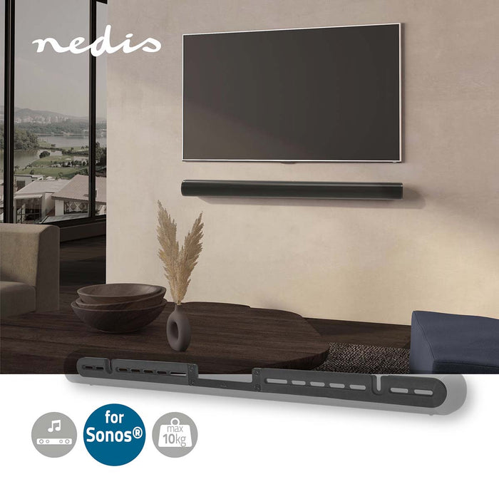 Nedis Soundbar Mount - Compatible with: Sonos® Arc, Wall, 10 kg, ABS / Steel - Black