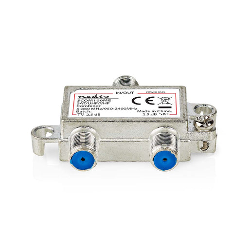 Nedis Satellite Combiner - 5-862 MHz, 950-2400 MHz, 75 Ohm, Zinc - Silver