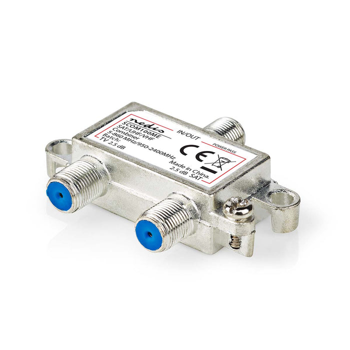 Nedis Satellite Combiner - 5-862 MHz, 950-2400 MHz, 75 Ohm, Zinc - Silver